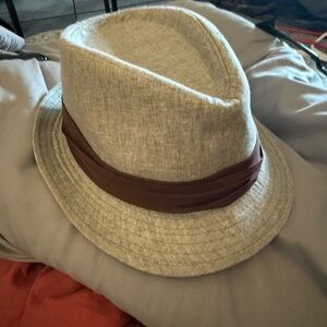 Stylish Beige Fedora with Brown Band